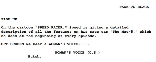 Pulp fiction Screenplay Fade to black Example